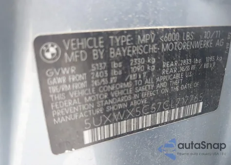 2012 BMW X3 xDrive28I из США, поврежденный, VIN 5UXWX5C57CL717765